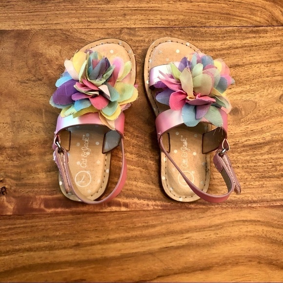 Cat & Jack Rainbow Flower Sandals - Picture 4 of 7